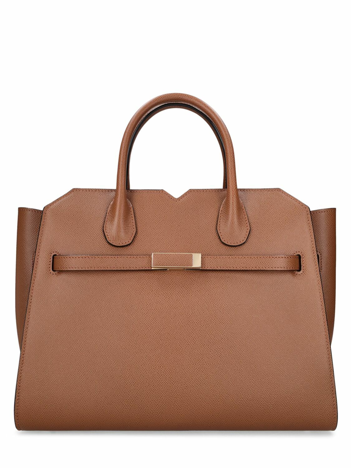 トートバッグ Valextra Valextra Milano Media Shoulder Bag Women's Brown structured Two Handles Medium Bag | Valextra