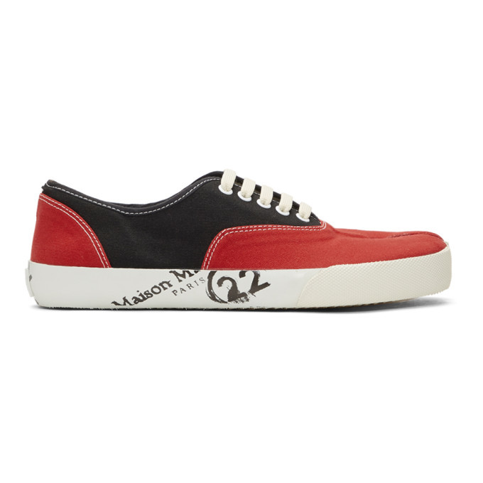 Photo: Maison Margiela Black and Red Tabi Sneakers