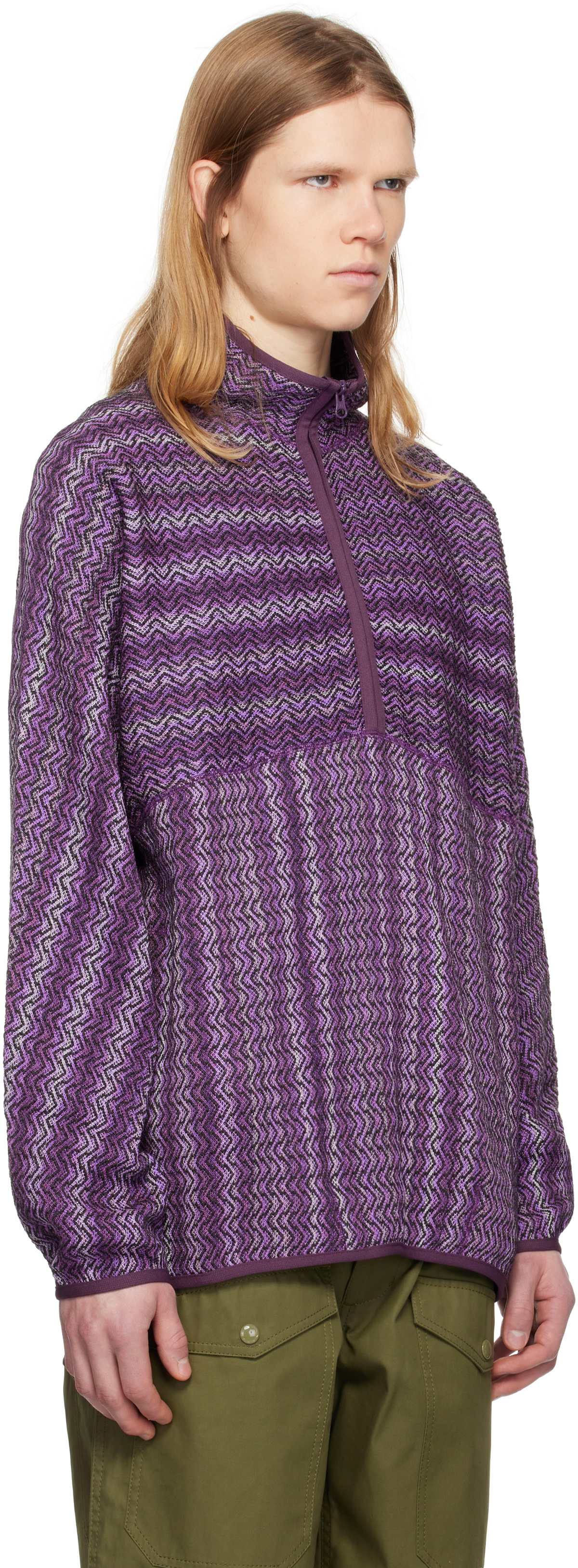 Pilgrim Surf + Supply Purple Mosley Inlay Popover Sweater