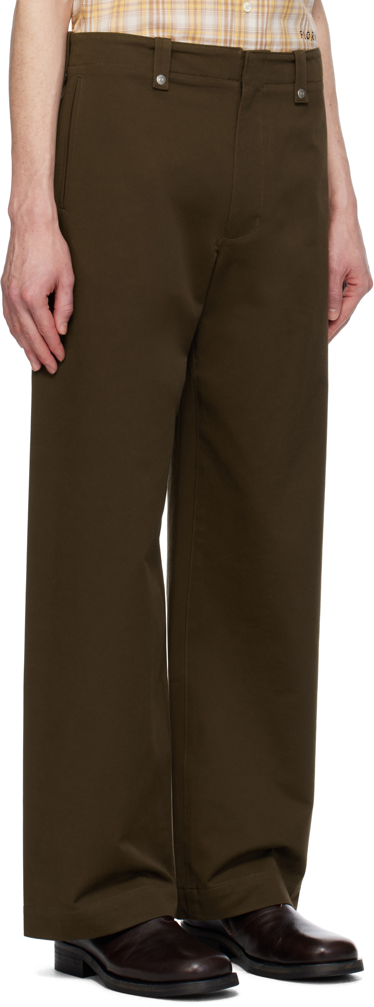 AFTER PRAY Brown Wide Chino Trousers
