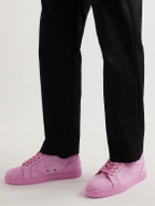 Christian Louboutin - Louis Junior Orlato Grosgrain-Trimmed Suede Sneakers - Pink