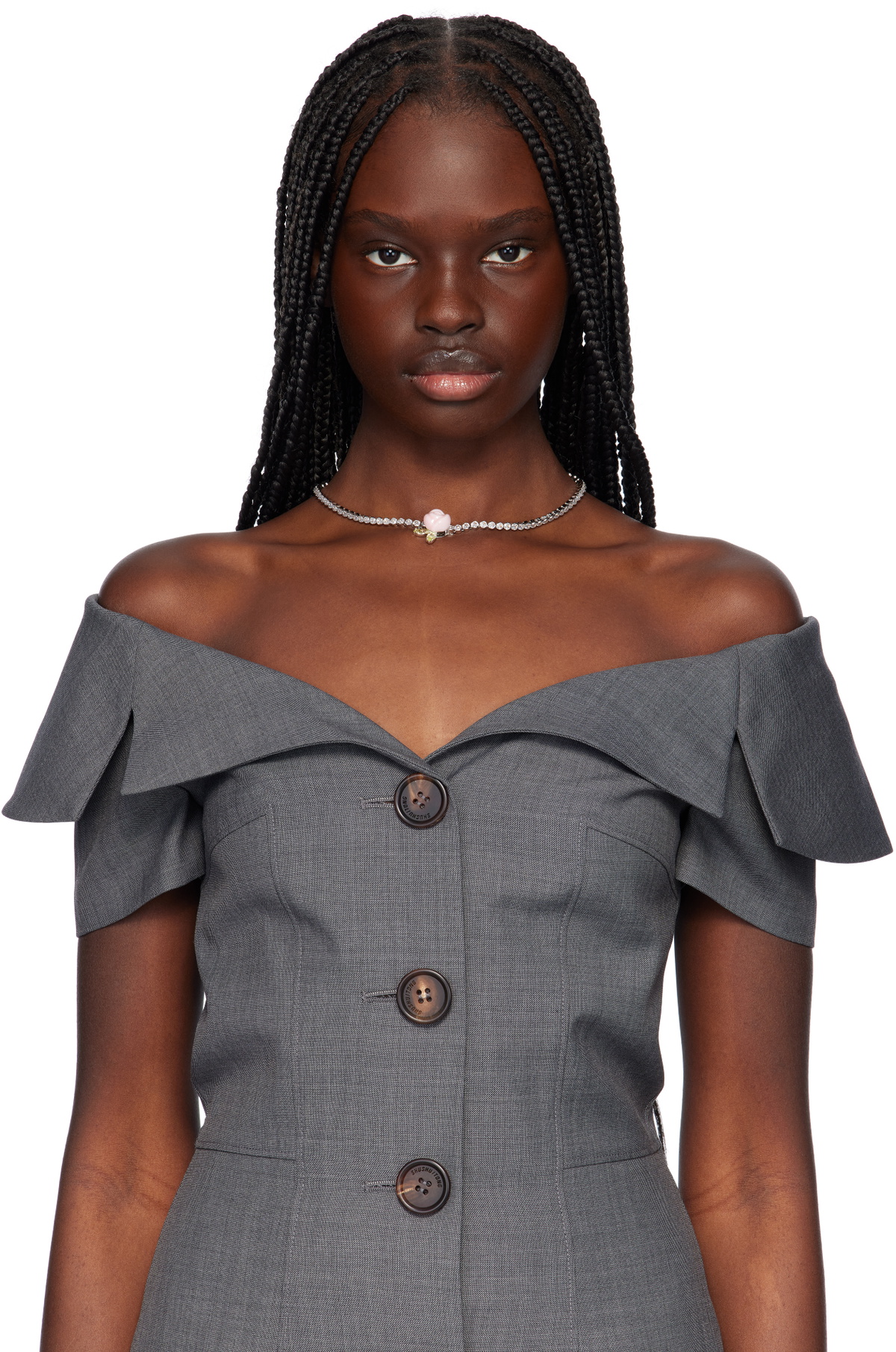 SHUSHU/TONG Silver YVMIN Edition Zircon Floral Choker Shushu/Tong