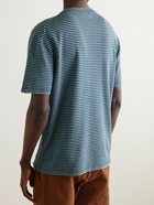 Mr P. - Striped Cotton and Linen-Blend T-Shirt - Blue