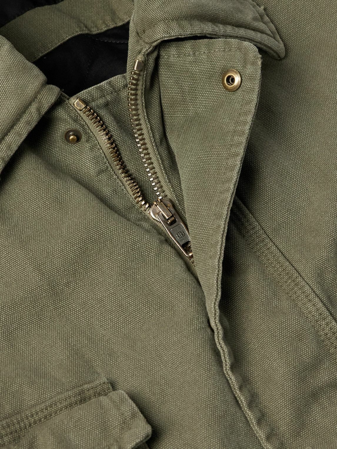 Balenciaga - Distressed Cotton-Canvas Coat - Green Balenciaga