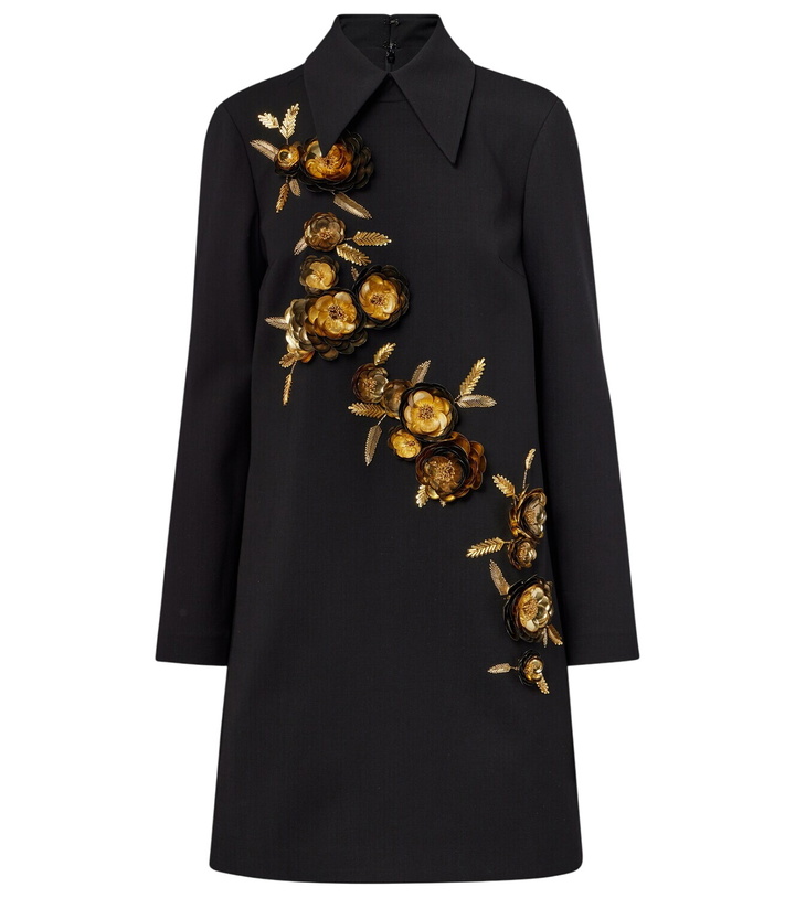Carolina Herrera Floral-appliqu silk faille cocktail dress Carolina Herrera