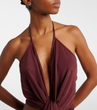 Aya Muse Kaima draped jersey crop top