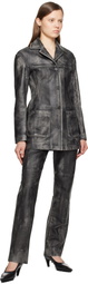 Marni Black Logo Embroidery Leather Jacket