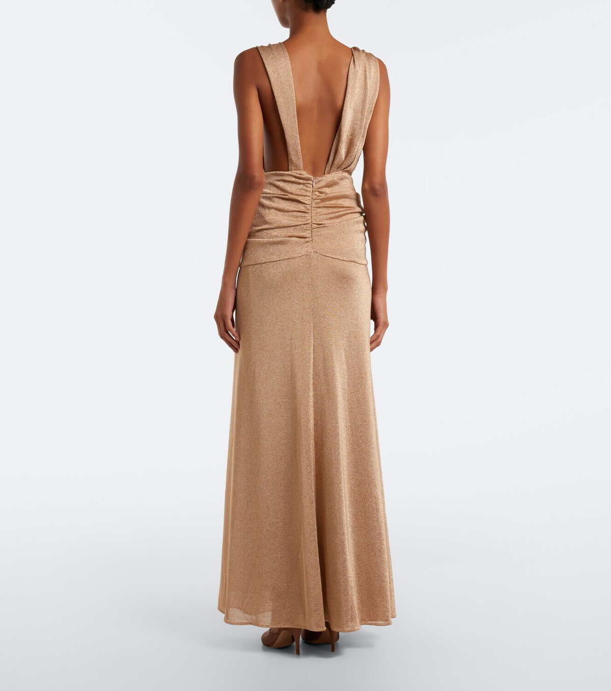 Christopher Esber Embellished gathered jersey lamé gown
