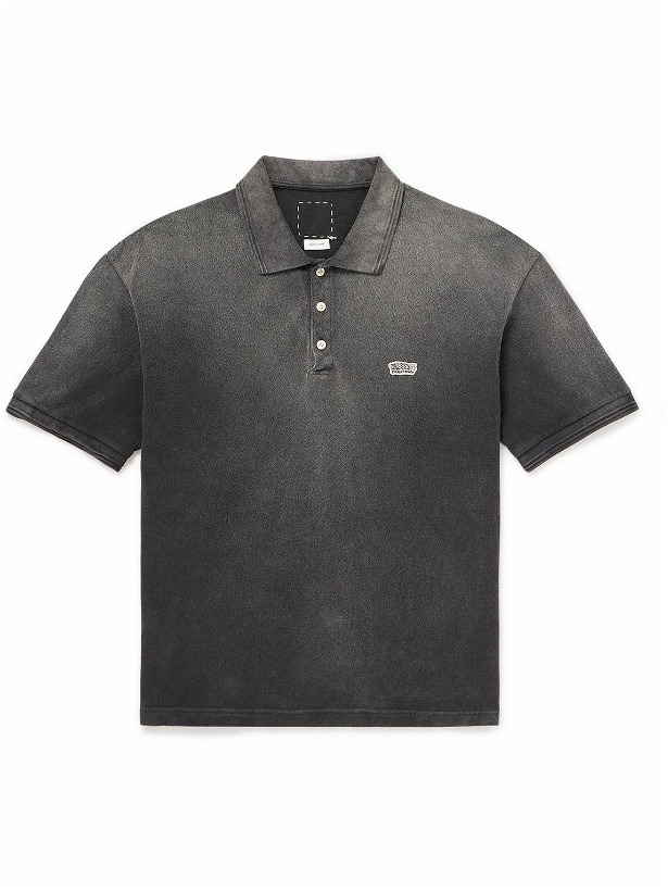Photo: Visvim - Jumbo Weller Logo-Appliquéd Cotton-Piqué Polo Shirt - Black