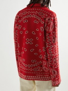 Alanui - Jacquard-Knit Virgin Wool-Blend Cardigan - Red
