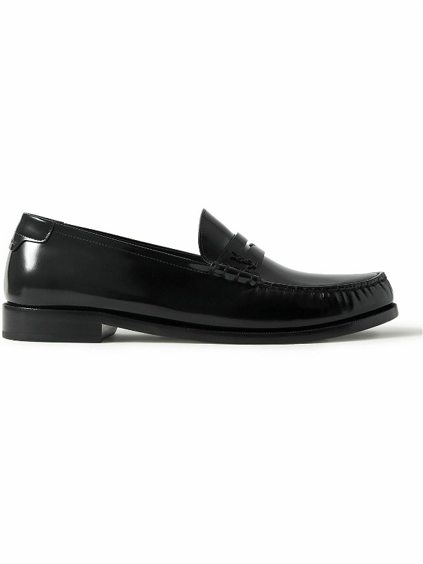 Photo: SAINT LAURENT - Le Loafer Monogram Logo-Appliquéd Leather Penny Loafers - Black