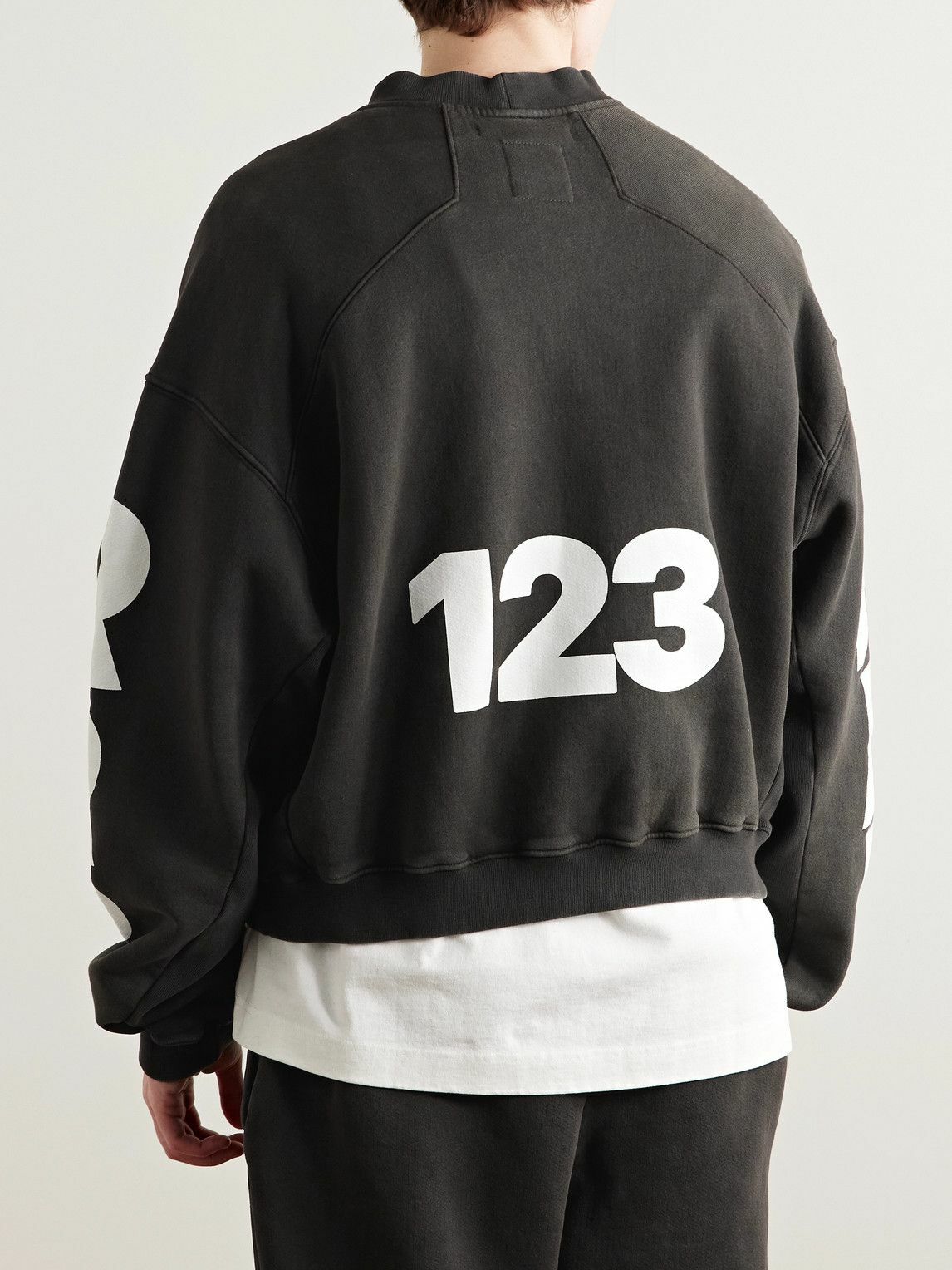 RRR123 - CVA Logo-Print Embroidered Cotton-Jersey Sweatshirt - Black