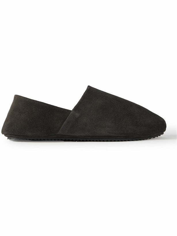 Photo: Mr P. - Babouche Shearling-Lined Suede Slippers - Brown