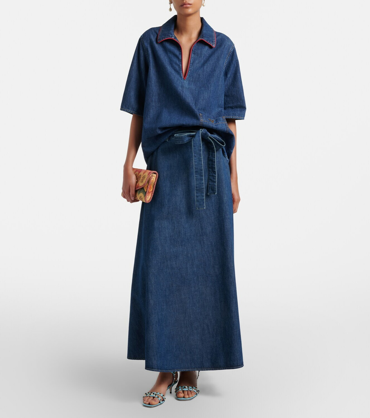 Valentino Chambray midi skirt