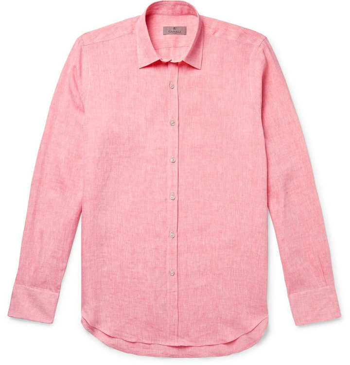 Photo: Canali - Slim-Fit Slub Linen Shirt - Coral