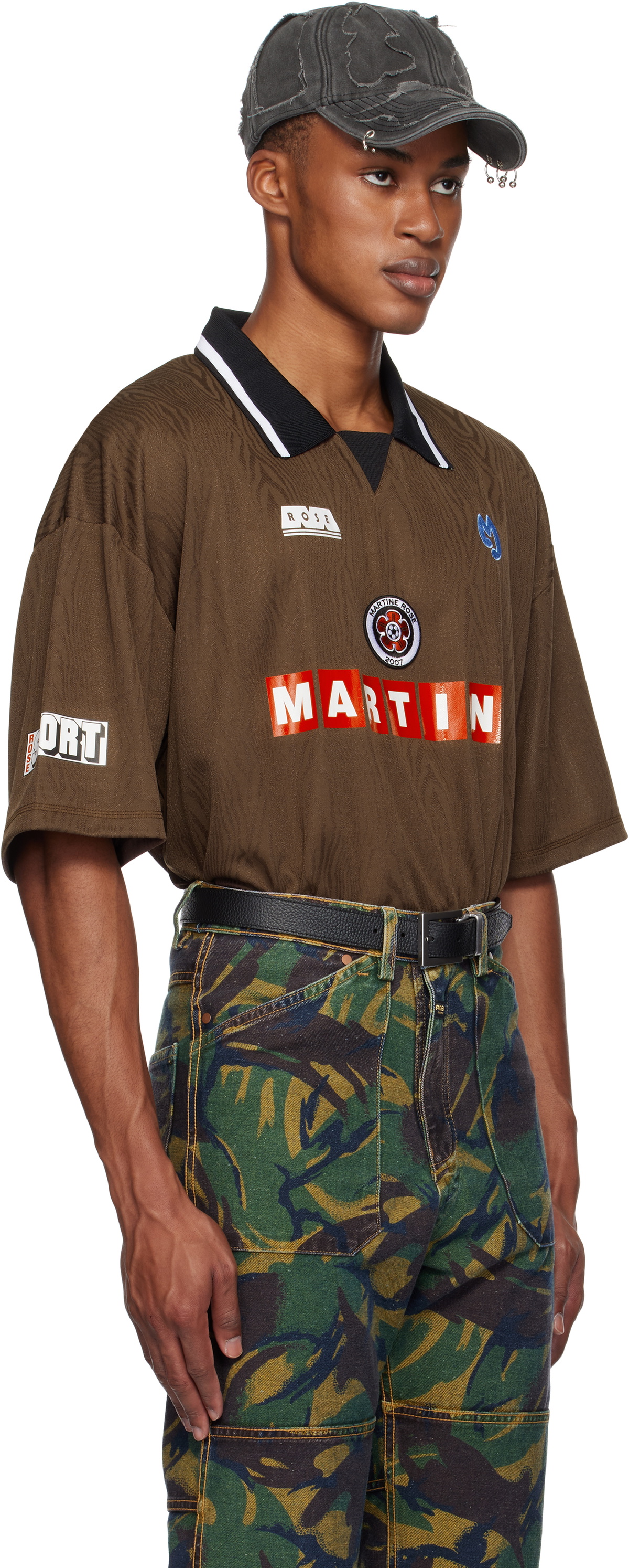 Martine Rose Brown Football Polo Martine Rose