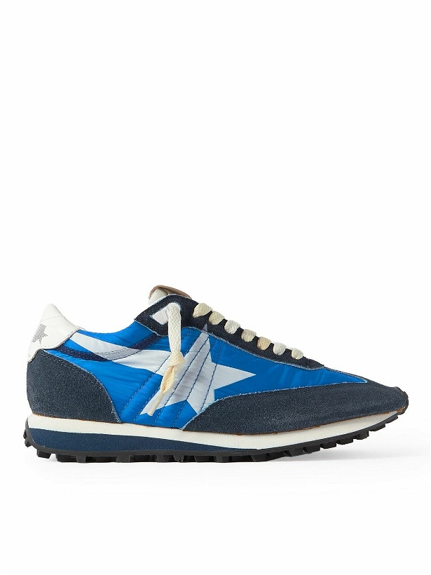 Photo: Golden Goose - Marathon Leather and Suede-Trimmed Nylon Sneakers - Blue