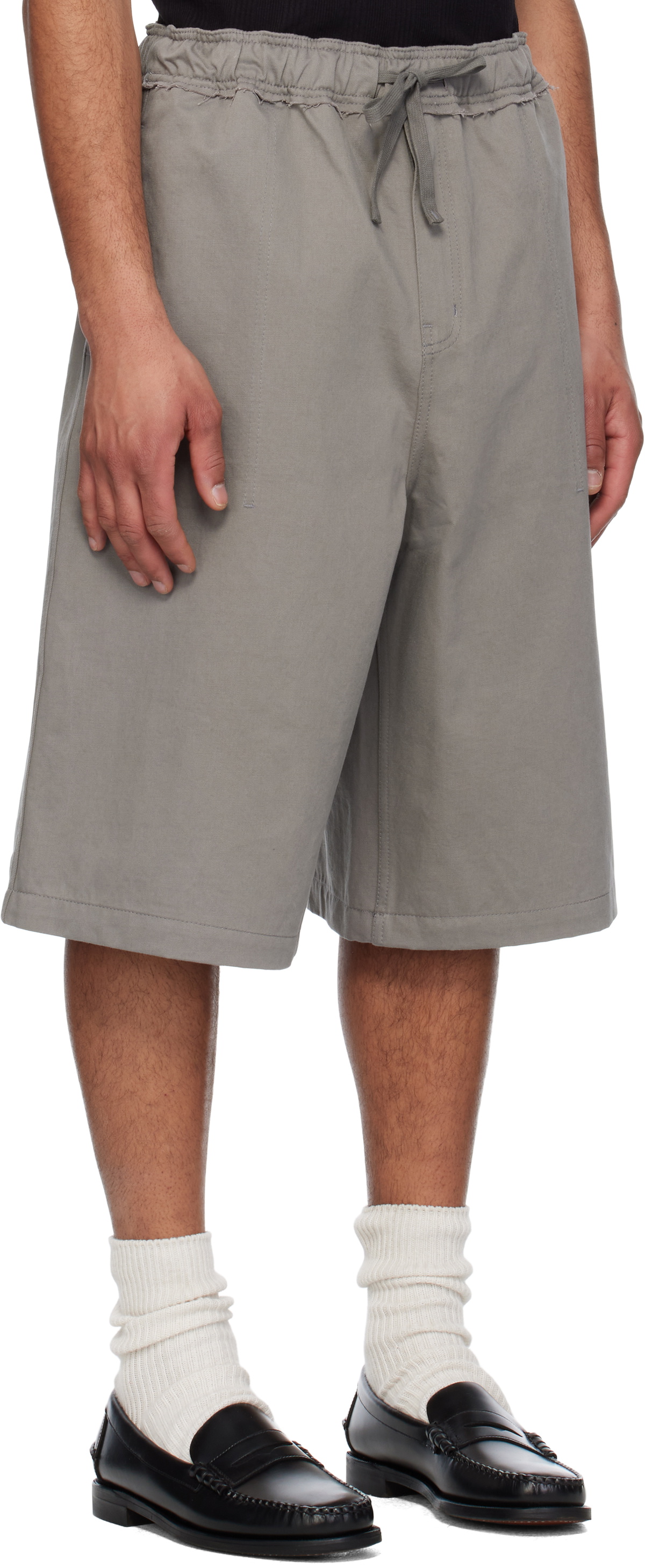 COOR Gray Raw Cut Easy Bermuda Shorts