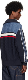 RICE NINE TEN Navy Knitting Track Jacket