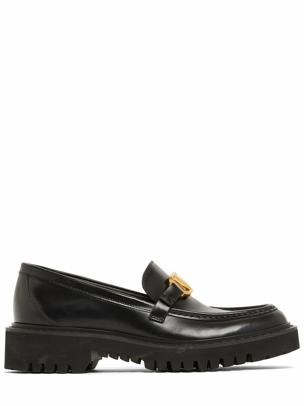 Photo: VALENTINO GARAVANI - 15mm Vlogo Brushed Leather Loafers