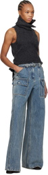 3.1 Phillip Lim Blue Wide-Leg Belted Cargo Jeans