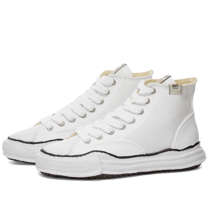 Photo: Maison MIHARA YASUHIRO Men's Peterson High Original Sole Rubber Painted Canvas High-Top Sneakers in White