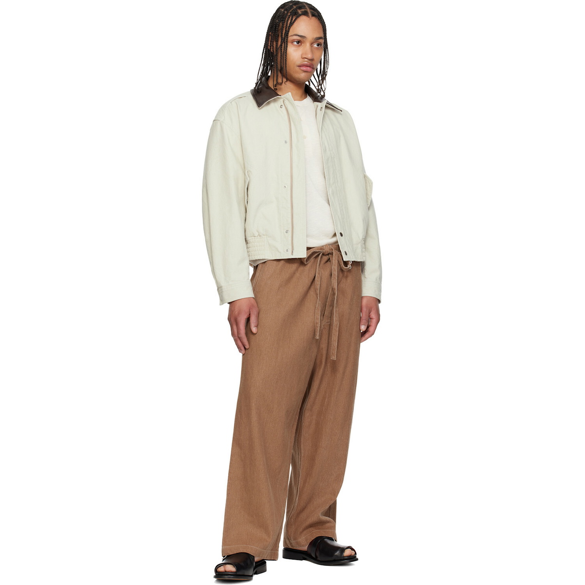colbo Brown Cropped Farm Trousers