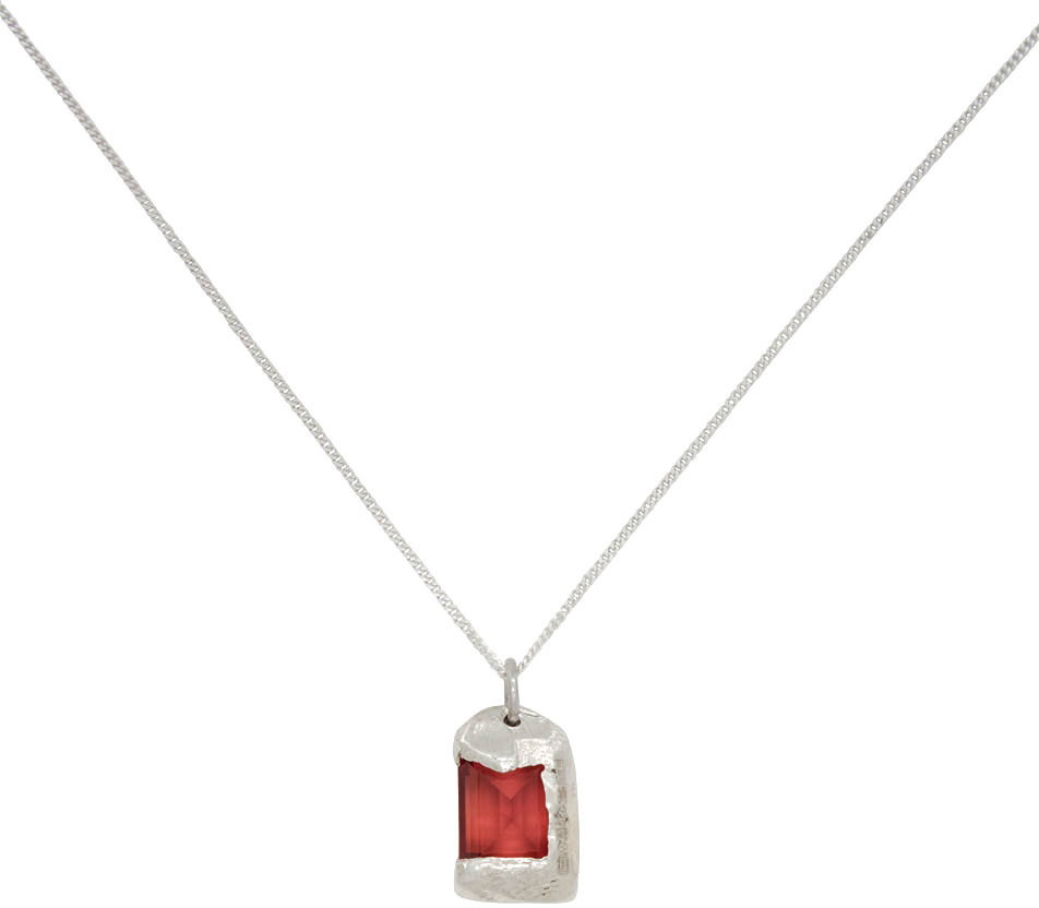 Bleue Burnham SSENSE Exclusive Silver & Red 'The Rose Pendant