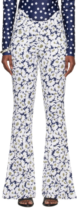 Photo: Jean Paul Gaultier White & Navy 'The Curved Flower' Jeans
