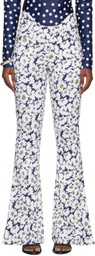 Jean Paul Gaultier White & Navy 'The Curved Flower' Jeans