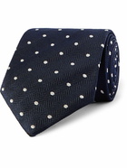 TOM FORD - 8cm Polka-Dot Embroidered Herringbone Silk Tie