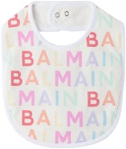 Balmain Two-Pack Baby White Printed Bibs