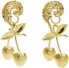 Chopova Lowena Gold Leaf With Cherry Pendant Earrings