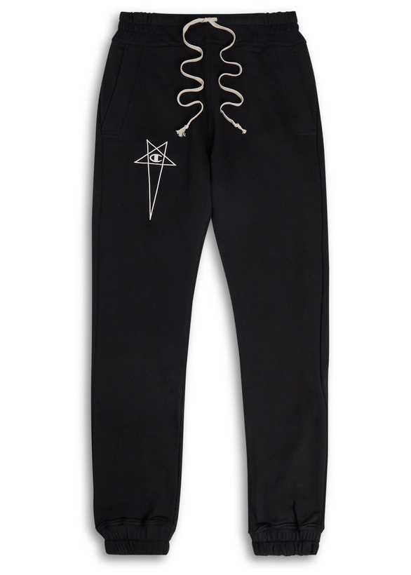 Photo: Rick Owens X Champion Logo-embroidered Cotton Sweatpants Black