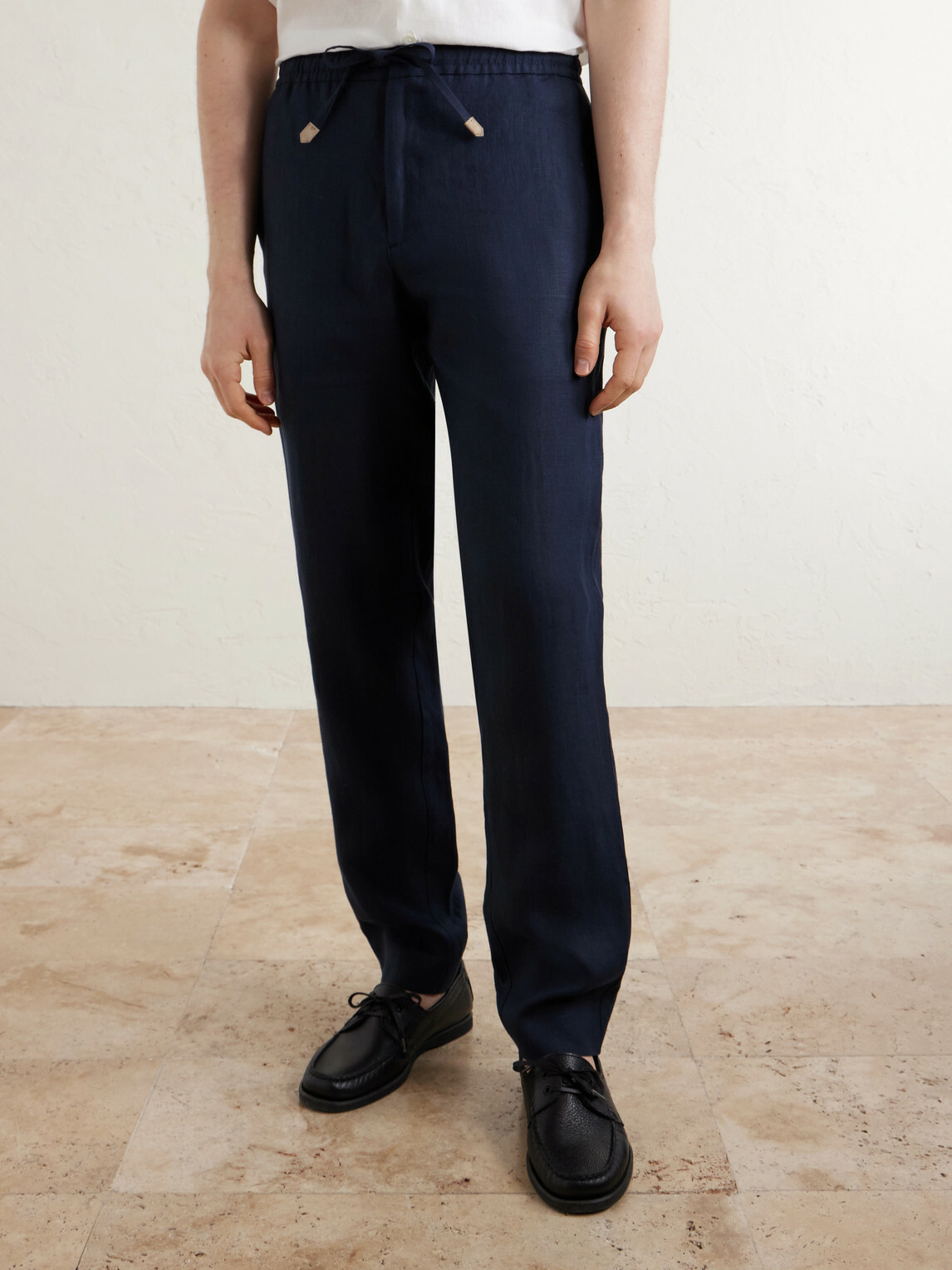 Canali - Straight-Leg Linen Trousers - Blue