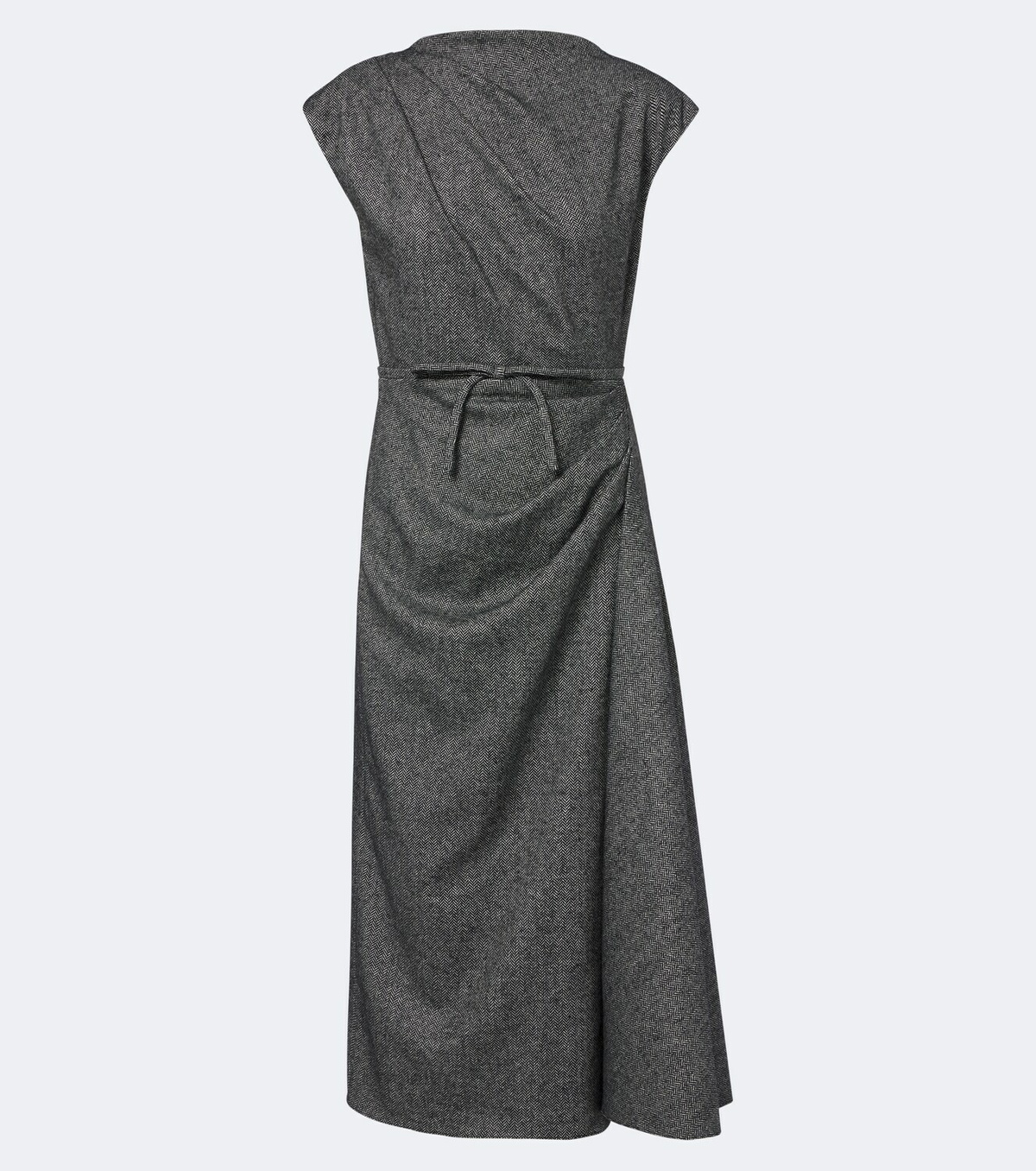 Erdem Bow-detail herringbone draped midi dress