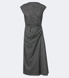 Erdem Bow-detail herringbone draped midi dress