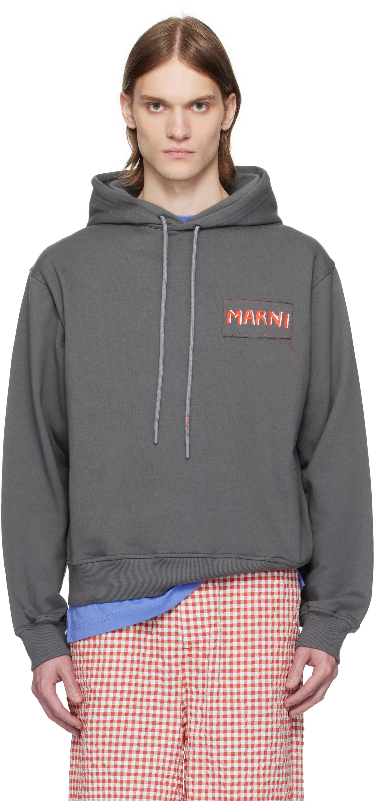 Marni Gray Loopback Cotton Jersey Hoodie