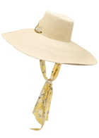 Zimmermann Scarf-embellished Straw sun hat Multi Floral