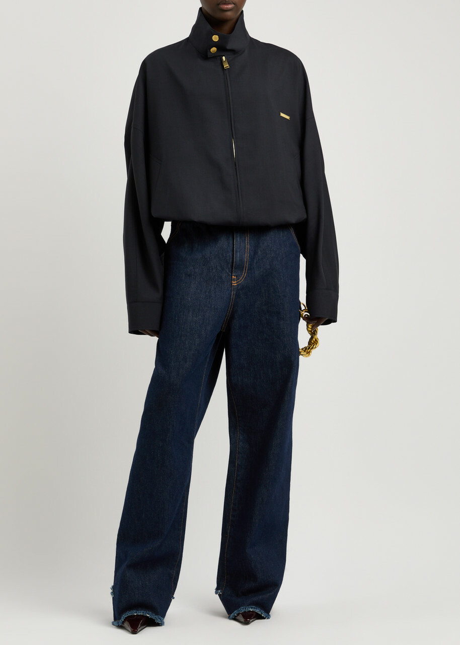 Darkpark Lee Wool Bomber Jacket Dark Blue