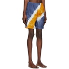 Palm Angels Blue and Orange Tie-Dye Swim Shorts