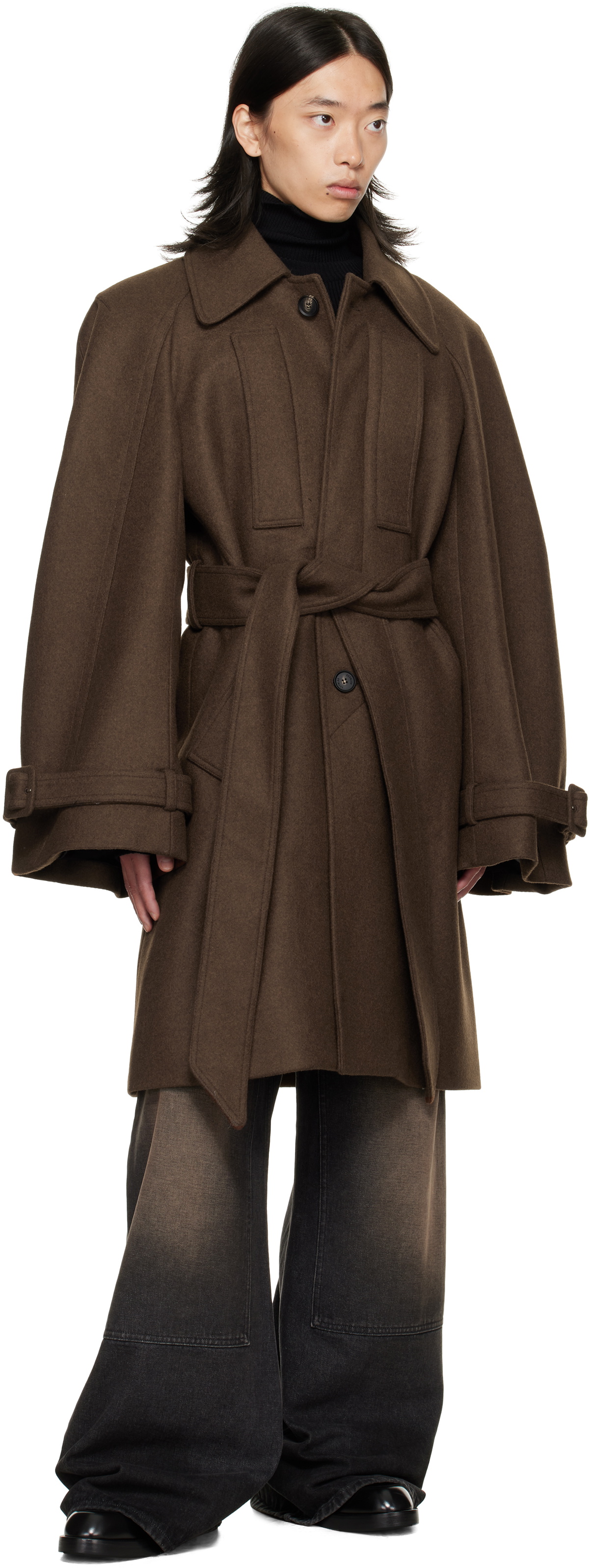 EGONlab Brown Long Raglan Coat