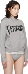 VETEMENTS Gray Cut Up Logo Fitted Hoodie