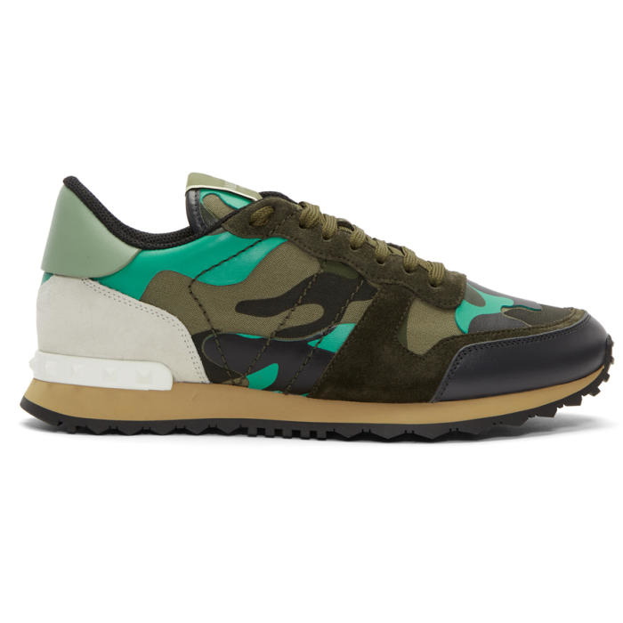 Photo: Valentino Green and Black Valentino Garavani Camo Rockrunner Sneakers