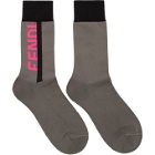 Fendi Grey and Pink Logo Socks