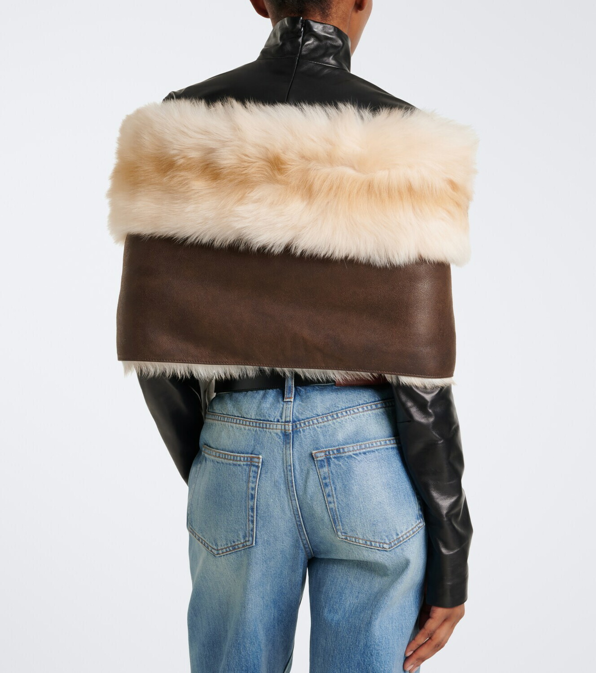 Gucci Off-shoulder shearling crop top