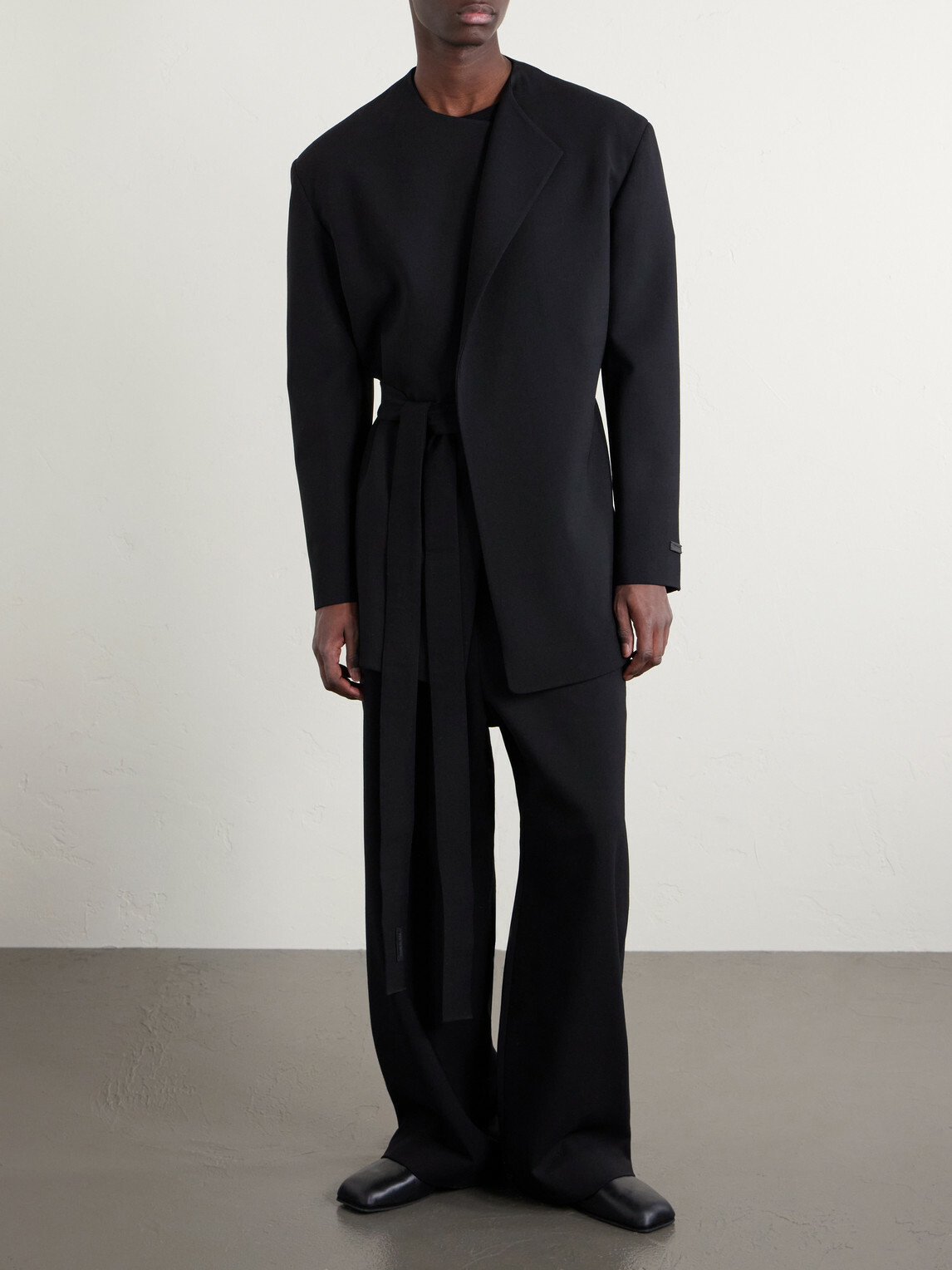 Fear of God - Crewneck Belted Virgin Wool-Blend Woven Jacket - Black