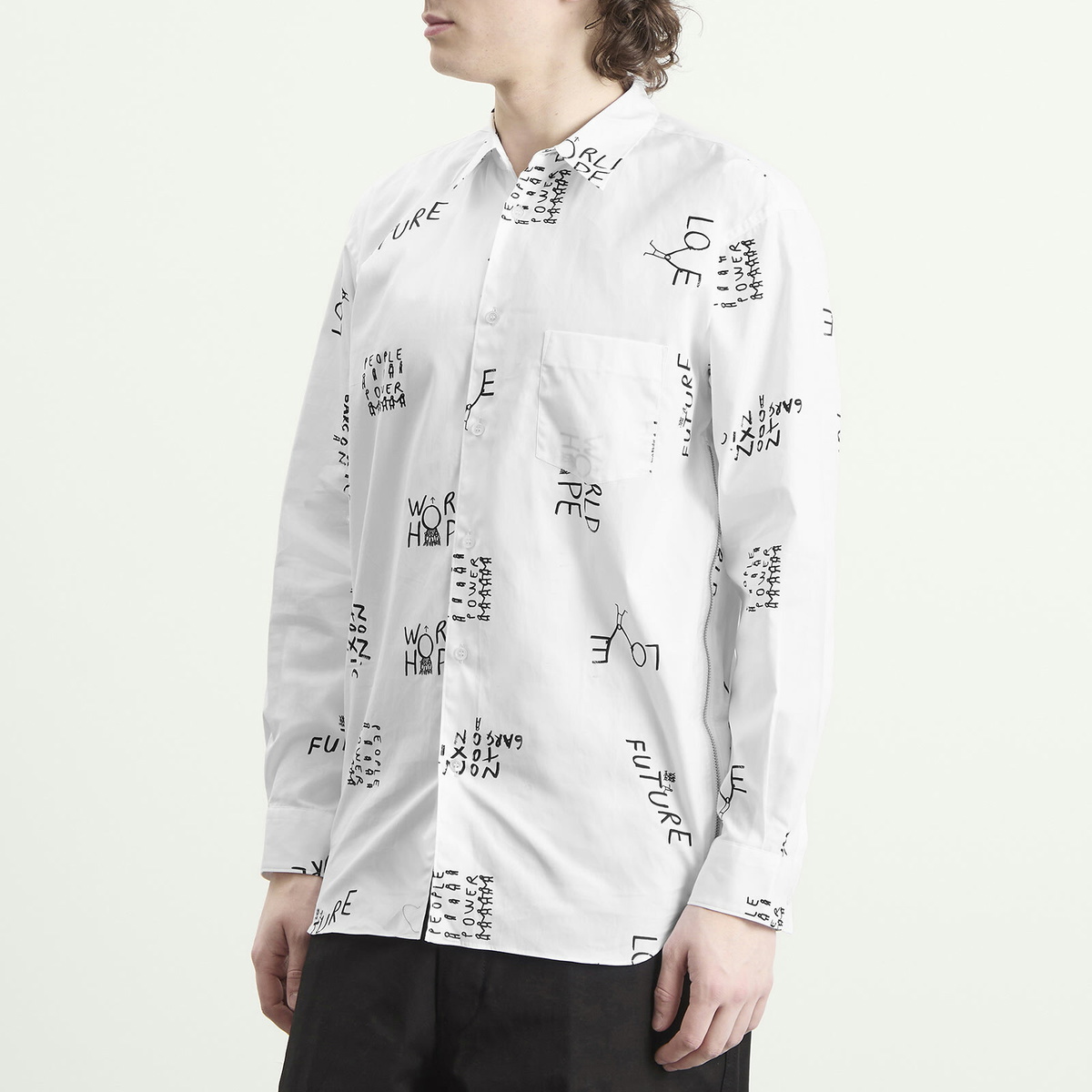 Comme des Garçons SHIRT Men's Printed Poplin Shirt in White