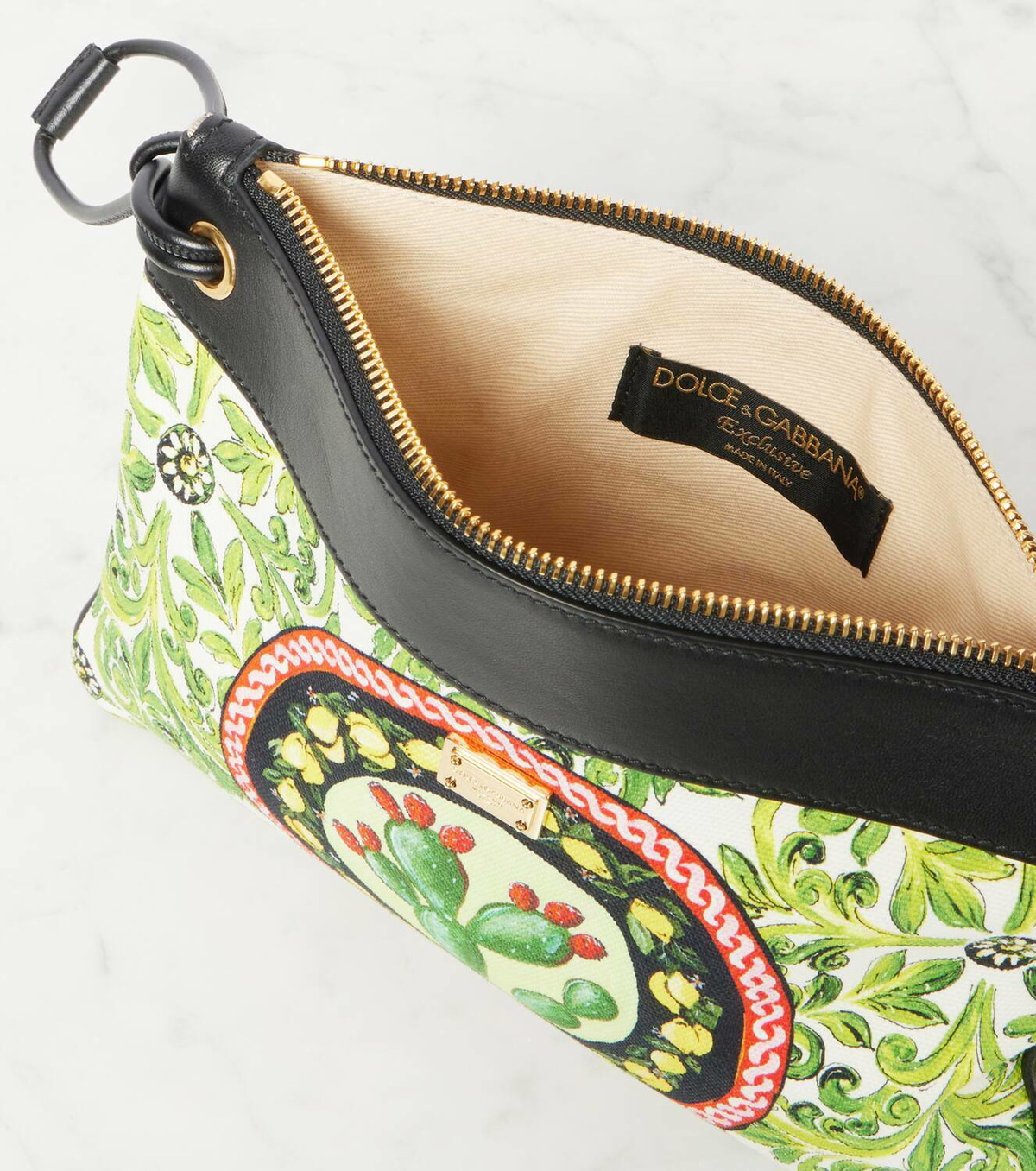 Dolce&Gabbana Printed leather-trimmed canvas clutch