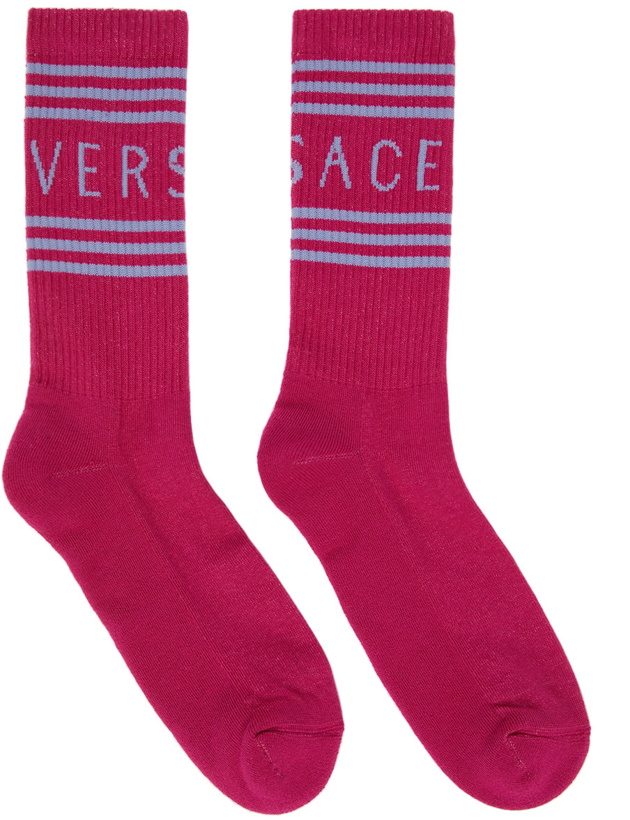Photo: Versace Pink Logo Socks